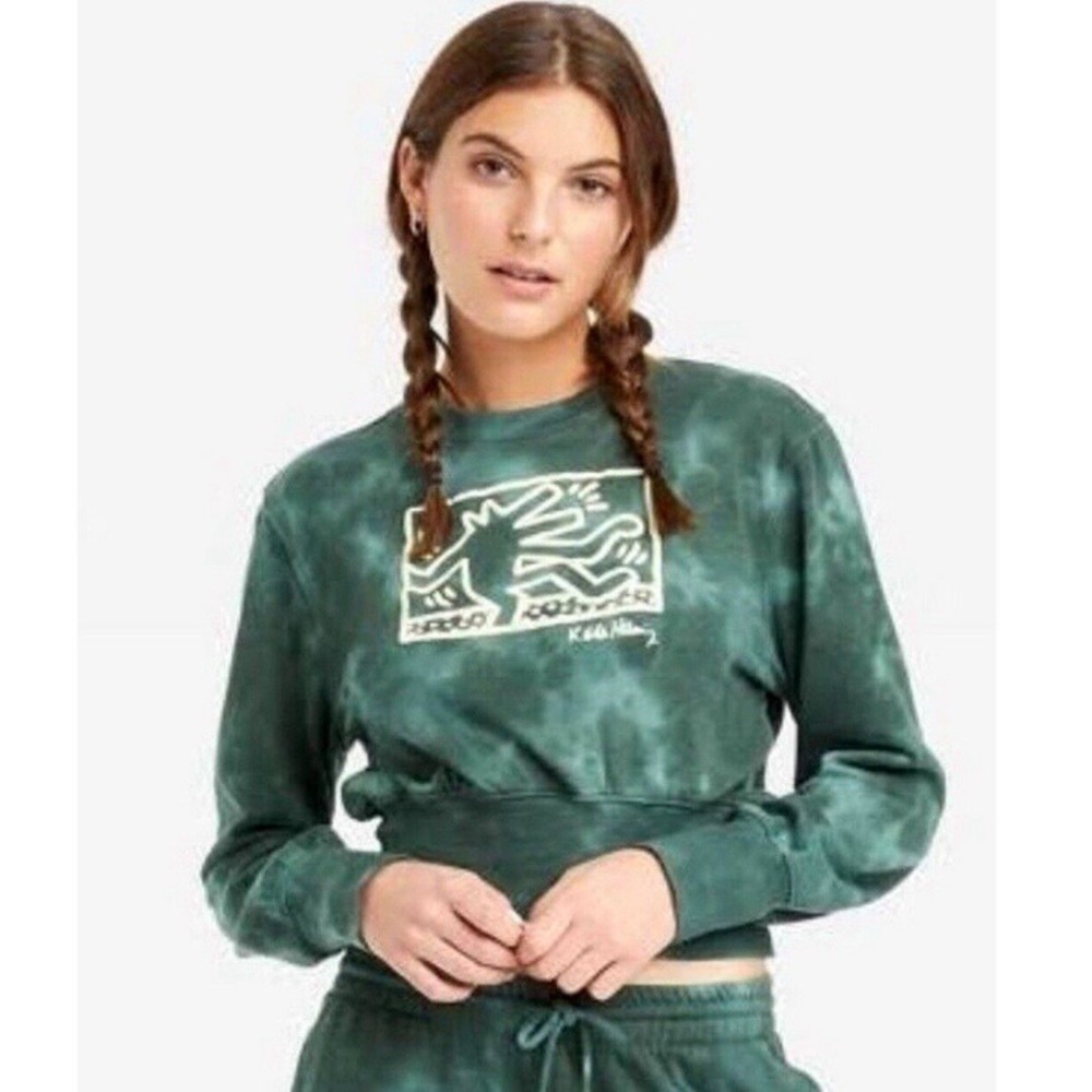 Keith Haring Green Graphic Women's Sweater